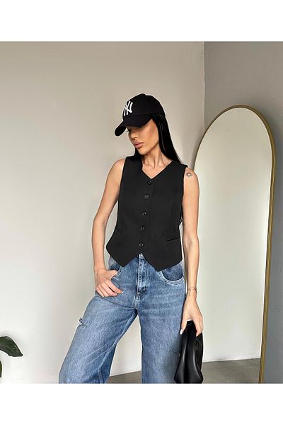 ALBATROS BUTİK V-Neck Double Fabric Women's Aerobin Vest