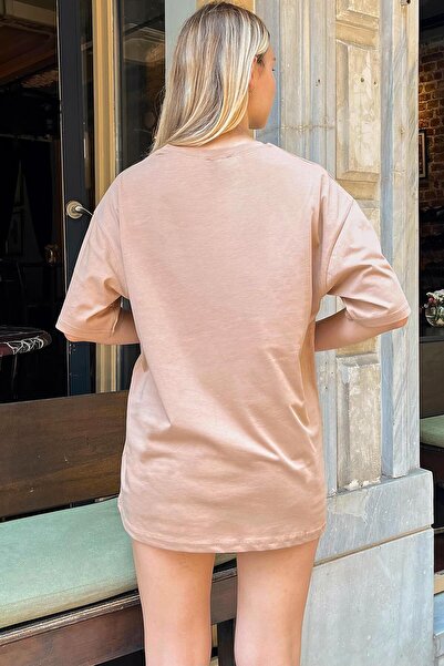 Swist Γυναικείο μπλουζάκι Mink West Coast με στάμπα Oversize