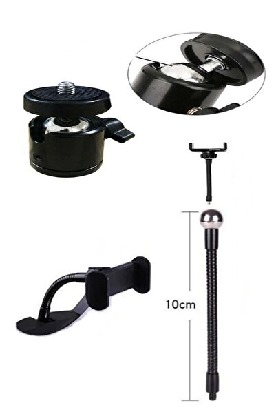 Reidan 3'lü SET Döner Metal Başlık telefon Tutacağı ve Boyonluk Ring Light Ha...