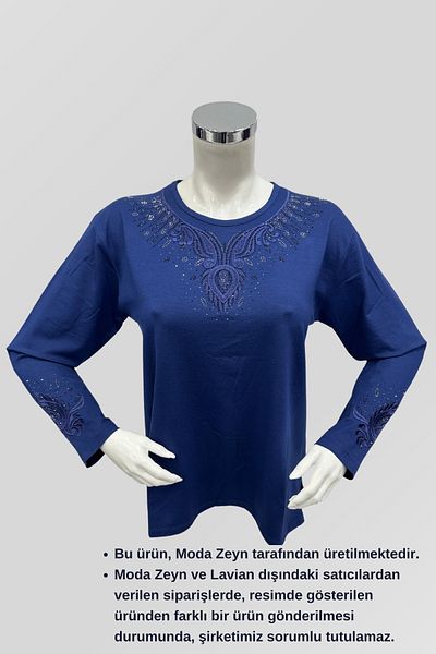 Moda Zeyn Bluză din bumbac pieptănat pentru femeie din țesătură de viscoză de calitate înaltă, cu piatră brodată