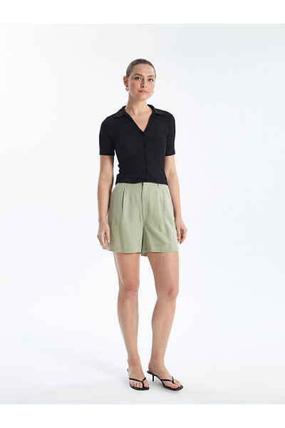 LC Waikiki LCW Damen-Bluse mit Polokragen und kurzen Ärmeln