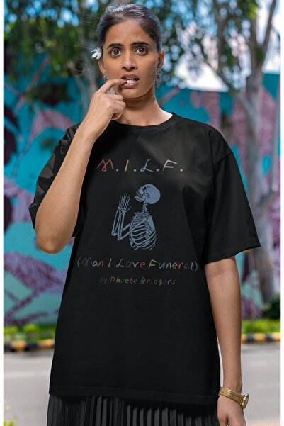 Fuddy Moda Unisex Phoebe Bridgers I Love Funeral εμπριμέ μπλουζάκι μεγάλου μεγέθους