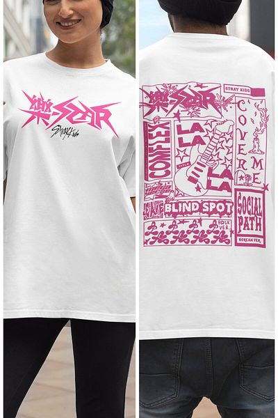 Fuddy Moda Μπλουζάκι Stray Kids Rock-Star Unisex Oversize - Εκτύπωση στην πλάτη