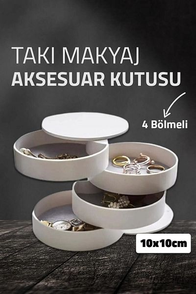 LEON LİFE Οργανωτής αξεσουάρ κοσμημάτων 4 επιπέδων με περιστροφικό σύστημα - Organizer κυλινδρικού κουτιού