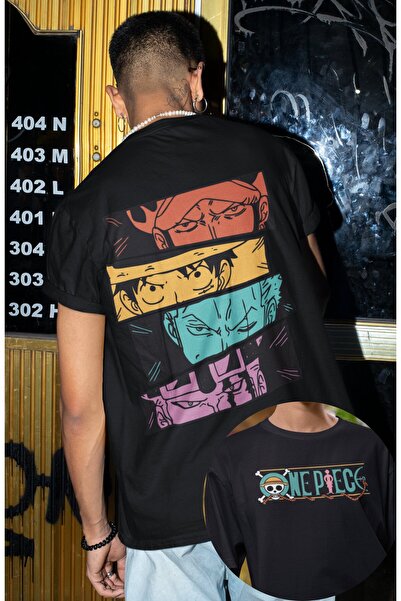 Fuddy Moda One Piece πολύχρωμο μπλουζάκι Unisex Oversize - Χαρακτήρες με στάμ...