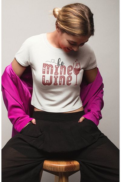Fuddy Moda Be Mine Wine - Women's Printed Crop Top