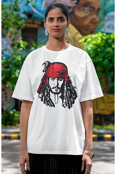 Fuddy Moda Johnny Depp Printed Unisex Captain Jack Sparrow Oversize T-Shirt