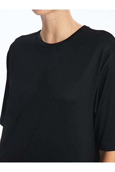 LC Waikiki LCW Bisiklet Yaka Düz Kısa Kollu Kadın Elbise