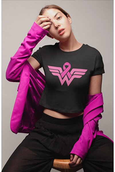 Fuddy Moda Рожевий кроп-топ з принтом стрічки - жіноча блуза