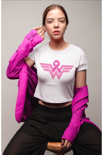 Fuddy Moda Κορδέλα με στάμπα ροζ Crop Top - Γυναικεία εμπριμέ Crop Μπλούζα