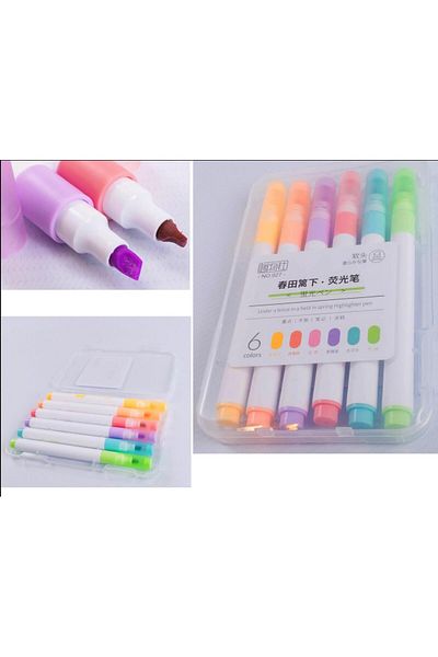 Fosforlu Luxury 6 Colors Highlighter - Hard Plastic Box