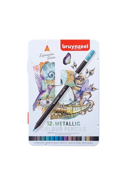 Bruynzeel 12 Color Expression Color Dry Crayons - Metallic Tones