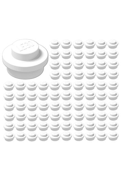 LEGO 100 PIECES WHITE SPARE PARTS - PLATE ROUND