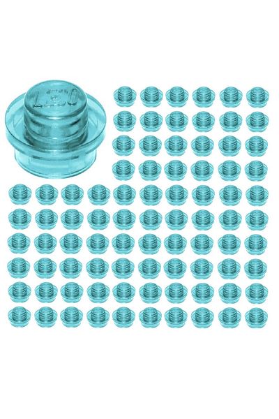 LEGO 100 PCS Transparent Blue Refill - Plate Round Trans Light Blue