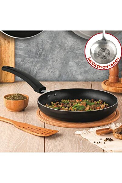 Evren 20 Cm Maestro İndüksiyonlu Maksi Tava, Horeca İndüksiyon Tabanlı Kızartma Tava (Bakalit Kulp)