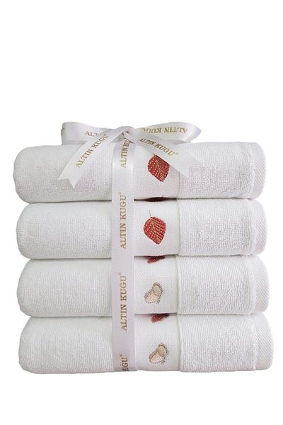 Özdilek 4 White Minimale Embroidered Towels