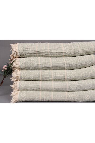 Kayra Export بيكيه نعناع 200x230 سم - بطانية قطنية مزخرفة