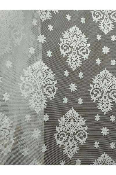 elision home 1x2 Damaks Patterned Modern Tulle Curtain - Suitable for All Windows, No Ironing Required