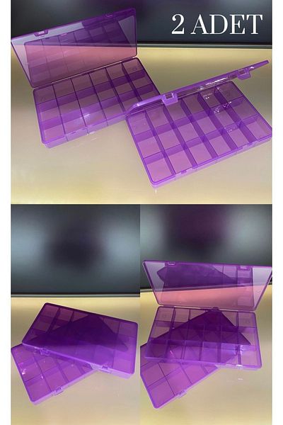 Bayev 2 Pieces Transparent Purple 18 Compartment Jeweler's Buckle Ring Storage Box