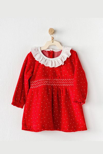 andywawa New Year Velvet Baby Girl Dress - Velvet Textured with Collar