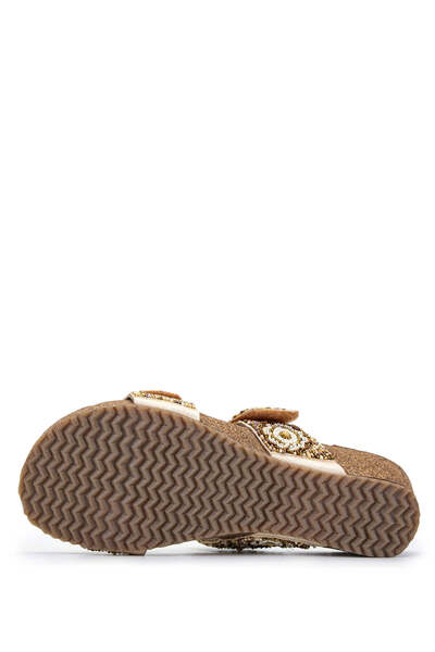 LAZAMANİ Lazamani Beige Vegan Women's Slippers - Plain Design