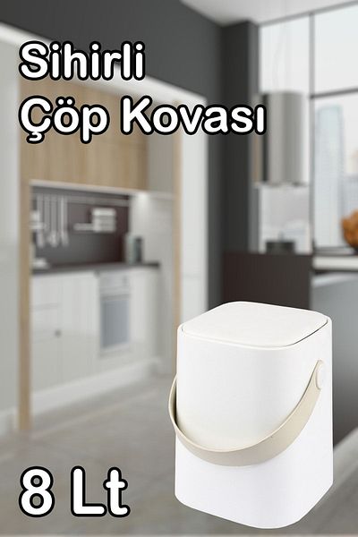 Calke Πάγκος Κάδος Κουζίνας με Λαβή και Εσωτερικό Κάδο 8 Lt Λευκό
