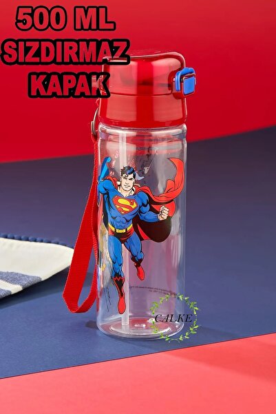 Calke Çocuk Matara Suluk 500 ml Pipetli Polikarbon Bpa Free - Superman