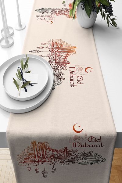 on the clouds Eid Mubarak - Τραπέζι κουζίνας με θέμα το Ραμαζάνι, ανθεκτικό στους λεκέδες