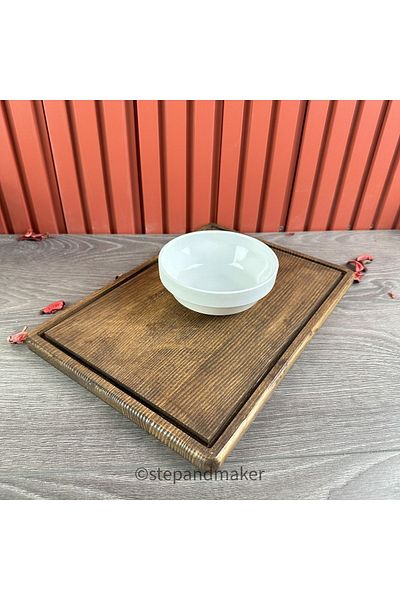Step and Maker Natural Wooden Cheese And Presentation Plate Rectangular - Pine Wood