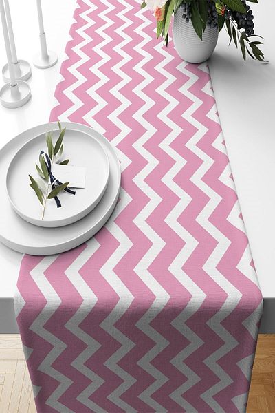 on the clouds Pink Zigzag Stain - Ανθεκτικό ύφασμα Τραπέζι κουζίνας σαλονιού, διαφορετικά μοντέλα