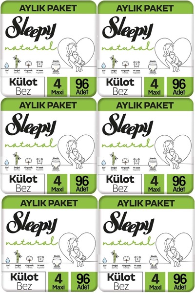 Sleepy Külot Bebek Bezi Natural Beden:4 (7-14KG) Maxi 576 Adet Ekstra Ultra Pk
