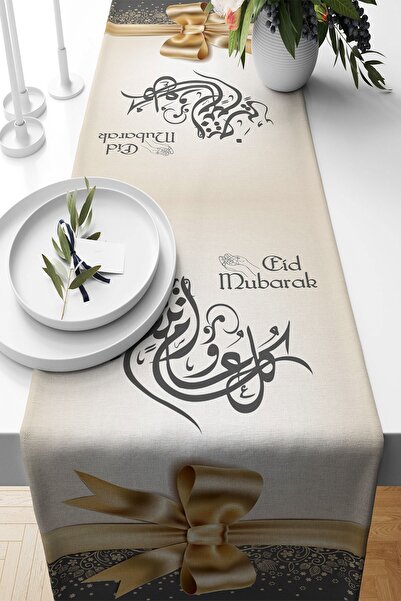 Genel Markalar Eid Mubarak Ramazan Temalı Leke Tutmaz Kumaş Salon Mutfak Masa...