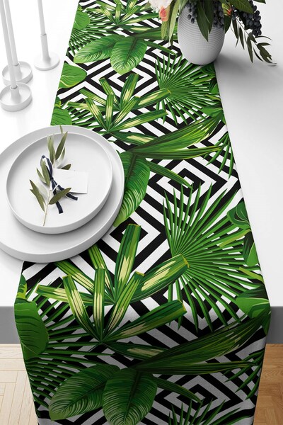 Genel Markalar Yeşil Yaprak Leke Tutmaz Kumaş Salon Mutfak Masa Değişik Ranır...