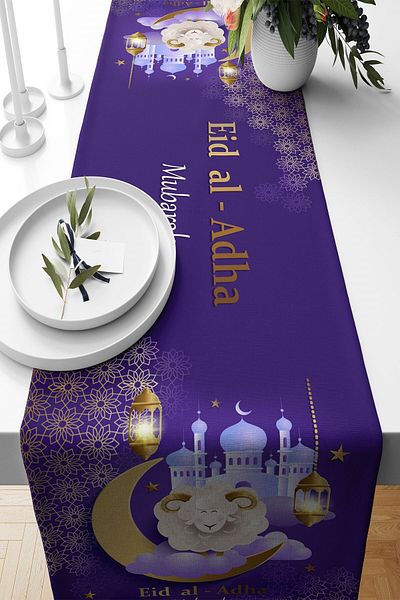 on the clouds Edi Al Adha cu tematică Ramadan - Pânză rezistentă la pete pentru sufragerie pentru bucătărie