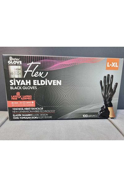 Lider MAGNESİA Leader Magnesia Flex Glove - Powder-Free Gloves 100 Pcs Black/L-XL