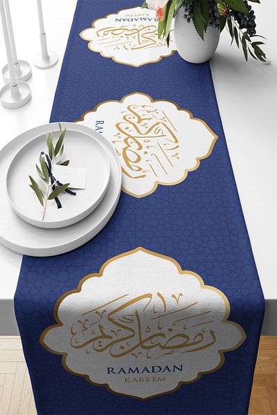 on the clouds Ramadan Kareem - Τραπέζι σαλονιού και κουζίνας με απλό ύφασμα που δεν λερώνει λεκέδες Διαφορετικά μοντέλα Runner