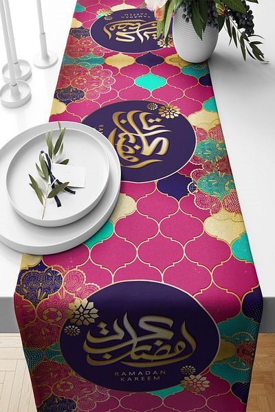 on the clouds Ramadan Kareem Πολύχρωμο Leke Runner με μοτίβο - Ανθεκτικό ύφασμα για τραπέζι κουζίνας σαλονιού