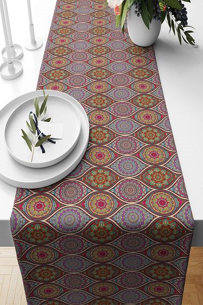 on the clouds Ethnic Drop and Mosaic Patterned Runner Models - Ανθεκτικό στους λεκέδες ύφασμα, τραπέζι σαλονιού και κουζίνας