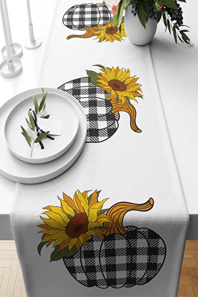 Pelangi Balkabağı Desenli Leke Tutmaz Kumaş Salon Mutfak Masa Değişik Ranır M...