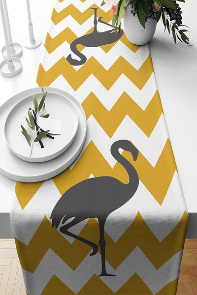 on the clouds Filamingo Grey-Yellow Stain Resistant Fabric - Τραπέζι κουζίνας σαλονιού