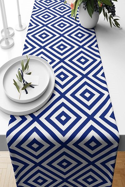 on the clouds Blue Diamond Runner cu țesătură rezistentă la umezeală - Diverse modele Ranır pentru masă de living și bucătărie