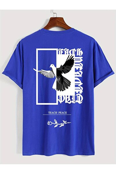 NoVibe تي شيرت بأكمام قصيرة مطبوع للجنسين من Teach Peace - 100% قطن