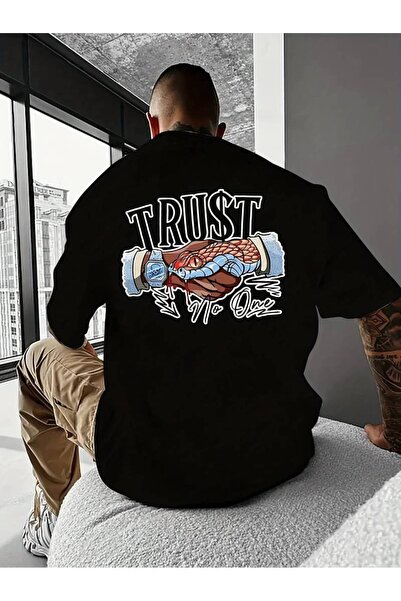 NoVibe Tricou unisex cu mânecă scurtă, 100% bumbac, cu imprimeu Trust No One