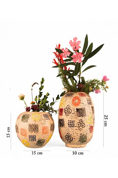 Hmydesign Set of 2 Marelle Patterned Vase Colorful