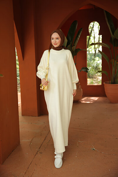 Nissra Ankanoor Ecru Raglan Sleeve Άνετο Πλεκτό Φόρεμα Anka 257007