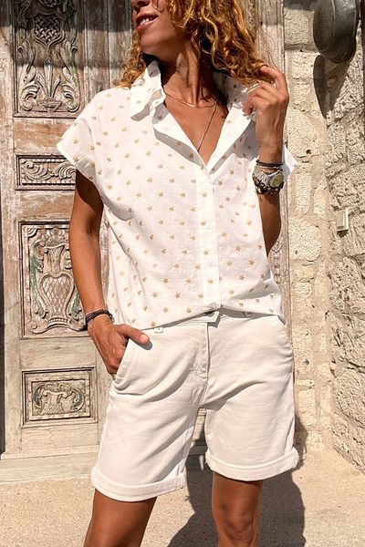 Güneşkızı Μπεζ Casual πουκάμισο - Αστέρι Κεντημένο, Αμάνικο BST3622