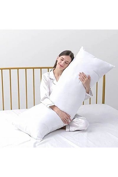 Junenext Filled Long Pillow 1st Quality Bead Silicone Filled 50x135 Cm Cotton Case