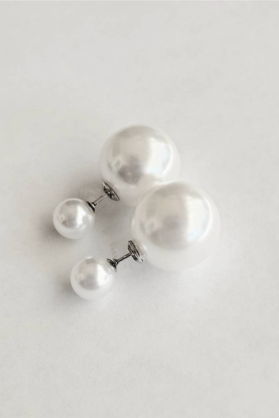 Glaren Pearl Detailed Two Sided Women's Earrings