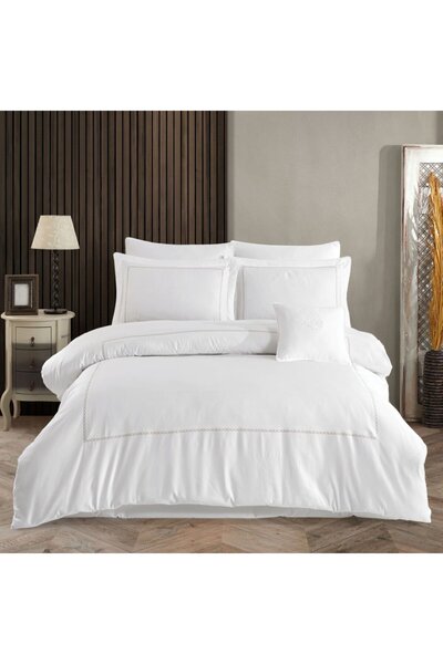 Hobby Queen 800 TC Saten Çift Kişilik Nevresim Takımı - Krem