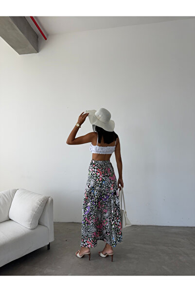 Fiori Luxury Maxi Satin Skirt - Elastic Waist